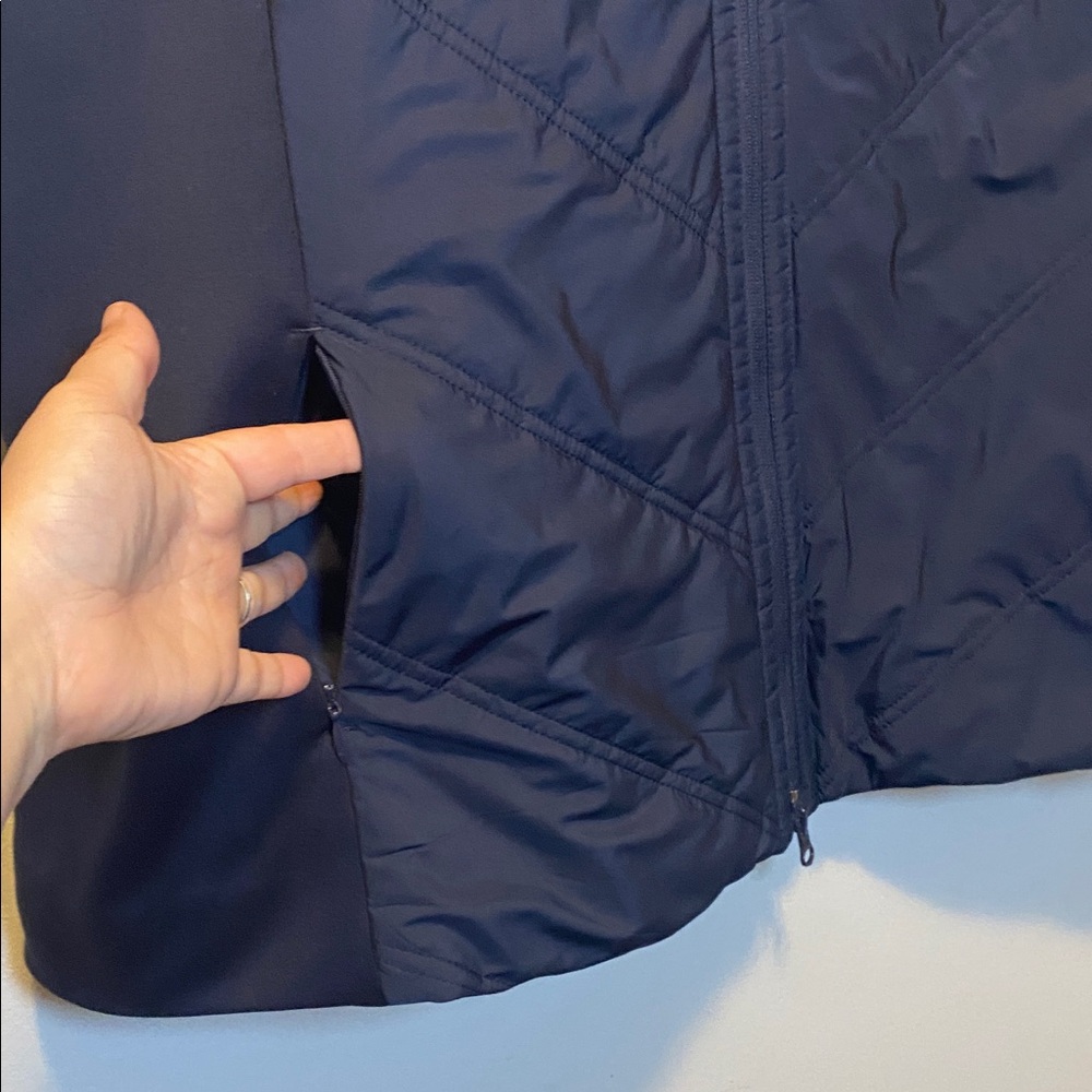 Talbots Vest Women's 3X PETITE Blue Chevron Quilted Sleeveless Zip Up Outdoor - Picture 6 of 14
